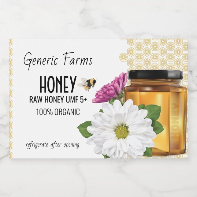 Honeybee Honey Jar Lebensmitteletikett (Einzelnes Label)