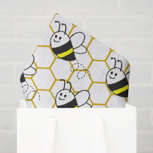 Honeybee Honeycomb Black Yellow White Pattern  Seidenpapier (Geschenktüte)