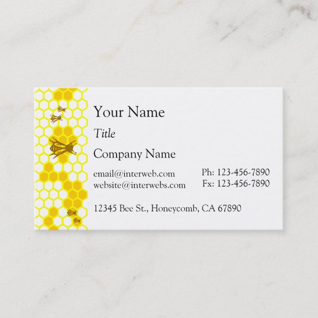 Honeybee Honeycomb Custom Business Cards Visitenkarte (Vorderseite)