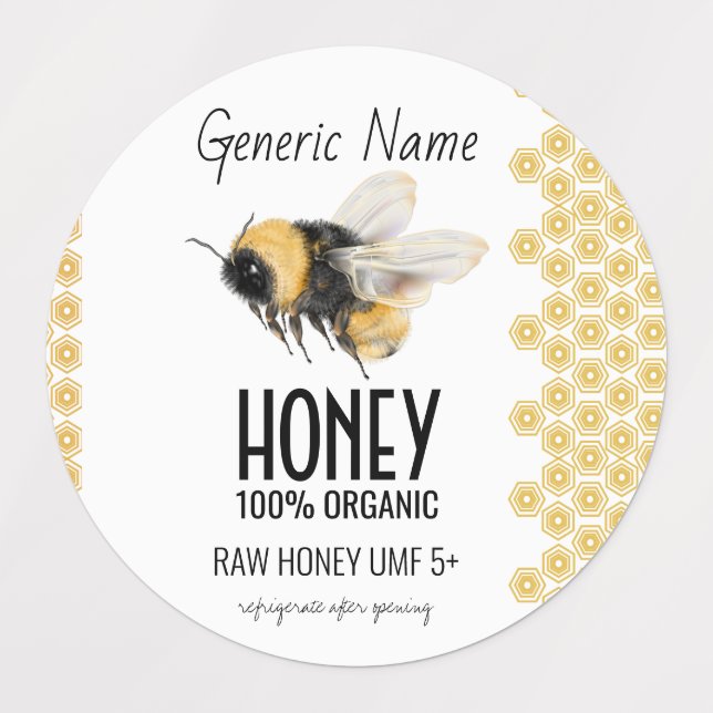 Honeybee Honeycomb Honey Etiketten (Design 1)