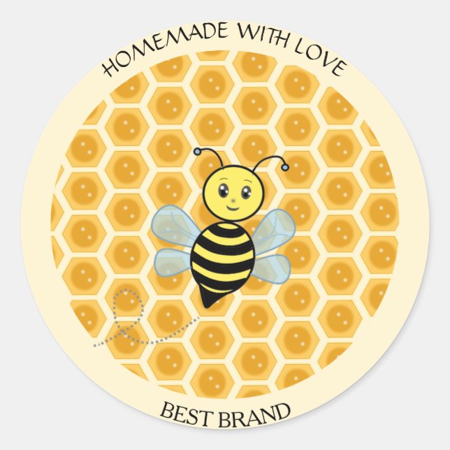 Honeybee Jar Label & Honeycomb Homemade Runder Aufkleber (Vorderseite)