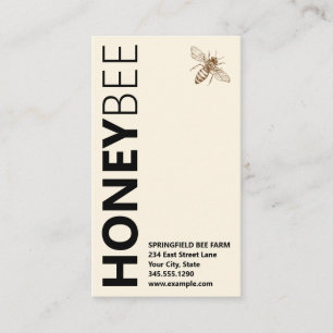 HONEYBee-Logo Vertikale Typografie Elfenbeinweiß Visitenkarte