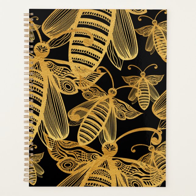 Honeybee Muster Elegant Gold Black Planer (Vorderseite)