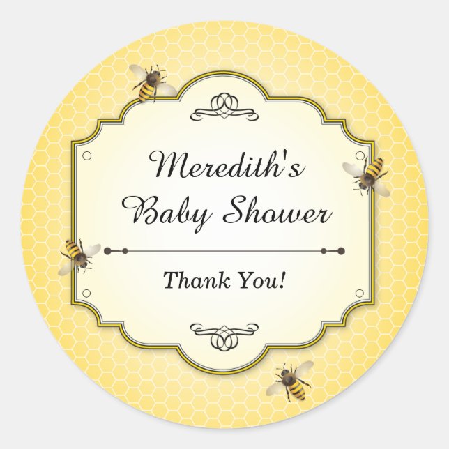 Honeybee Mutter zu Bee Baby Dusche Danke Runder Aufkleber (Vorderseite)