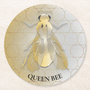 Honeybee Queen Bee Metal Coin Runder Pappuntersetzer
