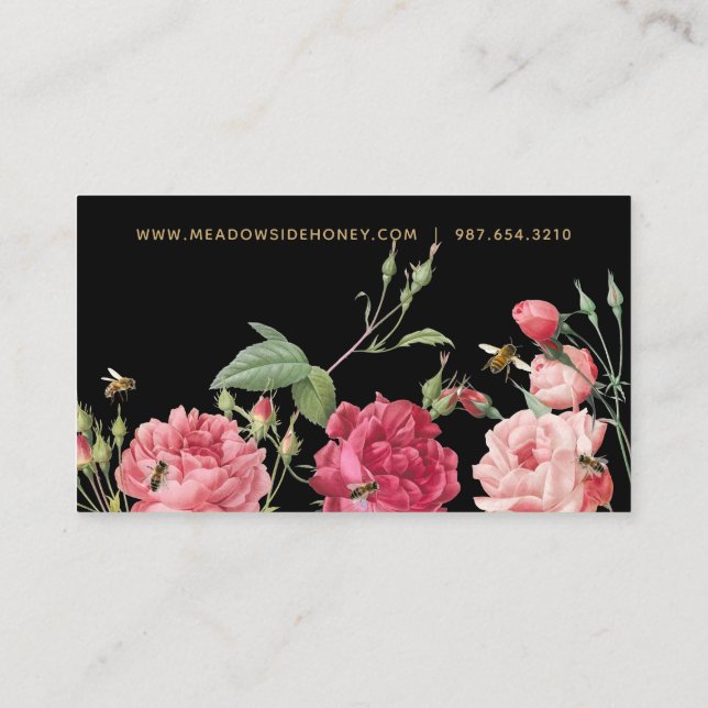 Honeybee & Rose Elegante Bienenkarte Begleitkarte (Rückseite)