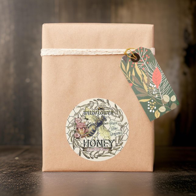 Honeybee Wildblume Honey Jar Lid Labels Runder Aufkleber (Von Creator hochgeladen)
