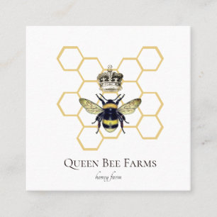 Honeybeeper-Honeybeeper-Logo von Queen Bee Crown Quadratische Visitenkarte