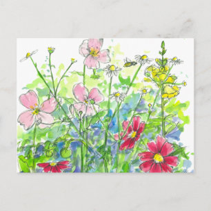 Honeybienen Primrose Wildblume Garden Postkarte