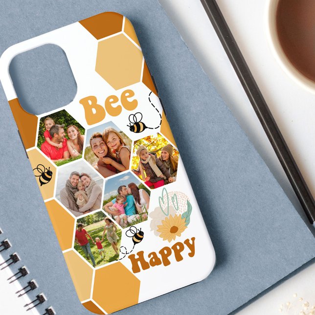 Honeycomb 6 Foto Collage Bee Happy White Case-Mate iPhone Hülle (Von Creator hochgeladen)