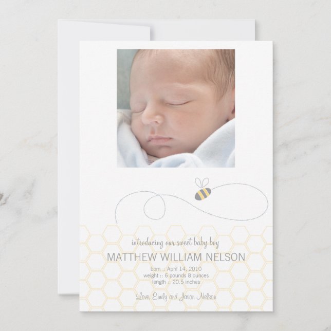 Honeycomb Baby Ankündigung (Vorderseite)