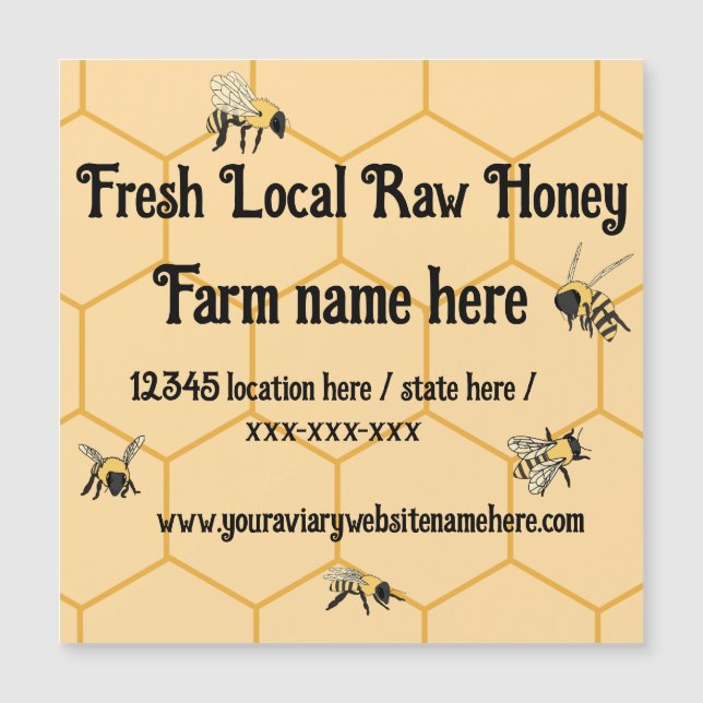 Honeycomb Bee Farm Business Magnetkarte (Vorderseite)