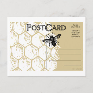 Honeycomb Bee Postcard Postkarte
