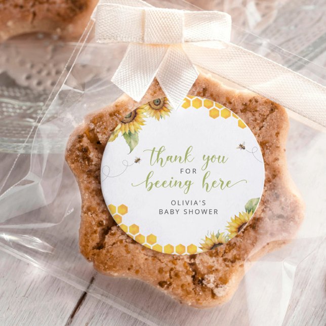 Honeycomb Bee Summer Baby Dusche Danke Runder Aufkleber (Von Creator hochgeladen)