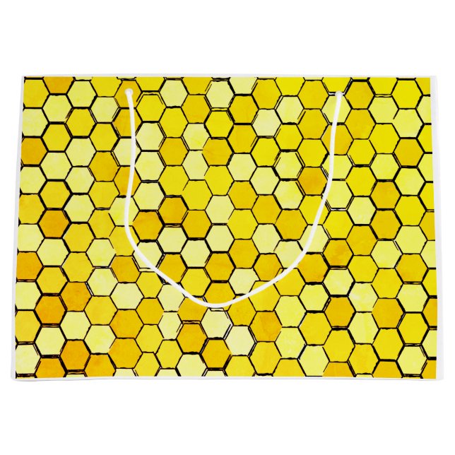 Honeycomb Bee Themed Große Geschenktüte (Vorderseite)