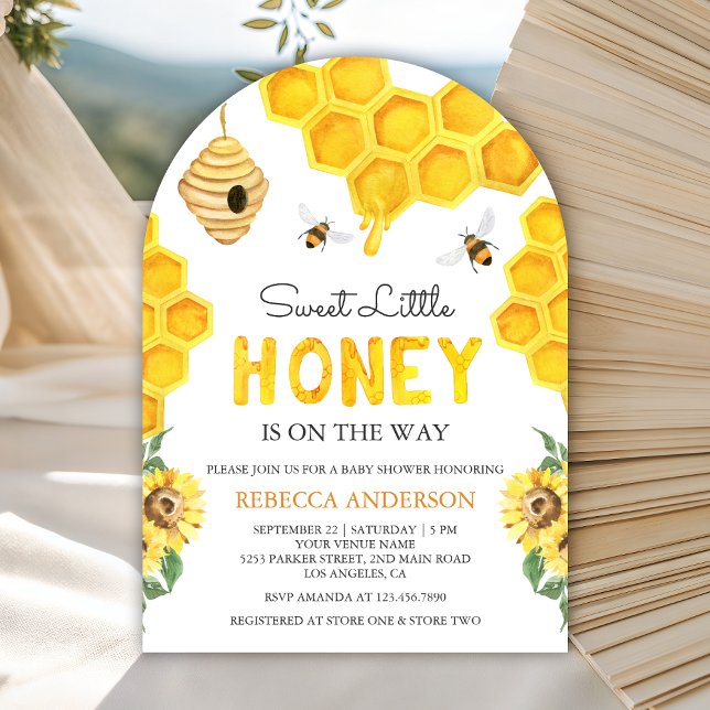 Honeycomb Beehive Sweet Honey Bee Baby Shower Einladung (Von Creator hochgeladen)