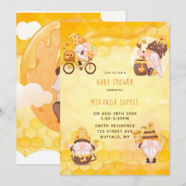 Honeycomb Bees Gnomes Baby Dusche Einladung