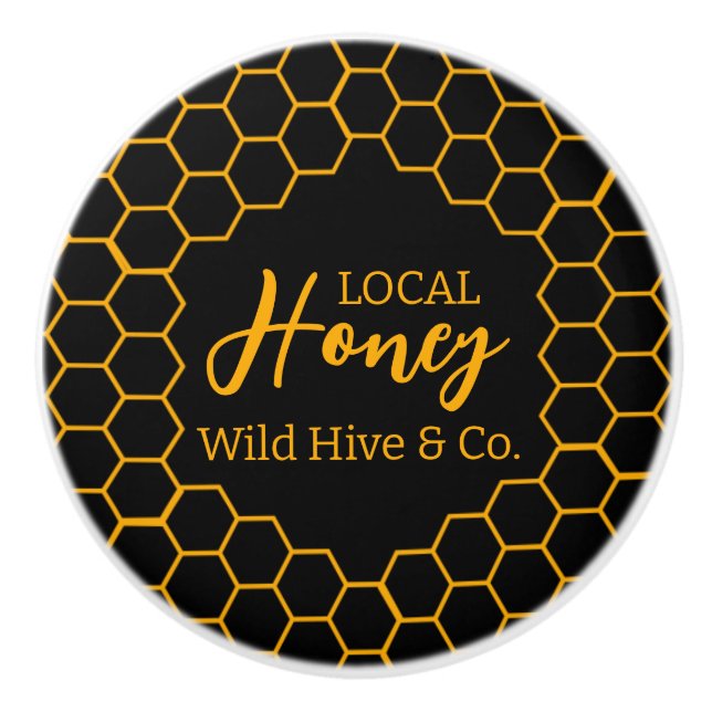 Honeycomb – Black or White Background Keramikknauf (Vorderseite)