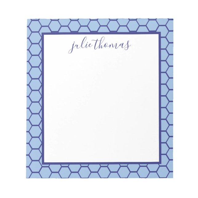 Honeycomb Blue and Navy Notepad Notizblock (Vorderseite)