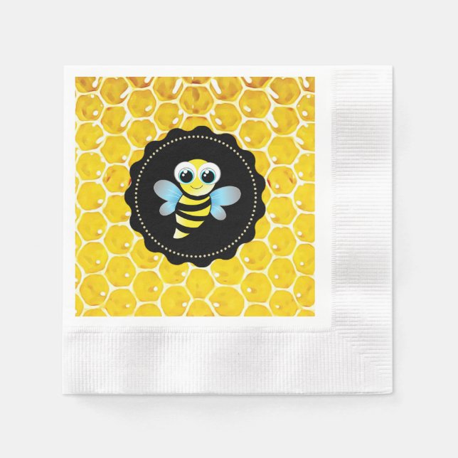 Honeycomb Bumble Bee Baby Dusche Napkins Serviette (Vorderseite)