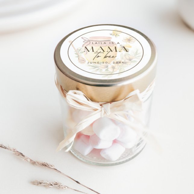 Honeycomb Bumblebee Mama to Bee Baby Dusche Runder Aufkleber (Add your theme into your personalized party favors with this fun favor sticker!)