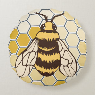 Honeycomb Bumblebee Rundes Kissen