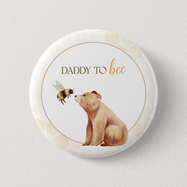 Honeycomb daddy to Bee Baby Bear Baby Dusche Button (Vorderseite)