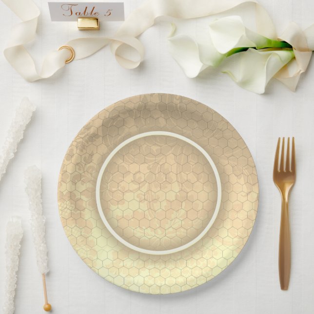 Honeycomb Damask Wedding Pappteller (Hochzeit)