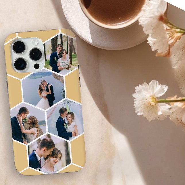 Honeycomb Foto Collage 5 Picture Honey Case-Mate iPhone Hülle (5 photo honeycomb phone case)
