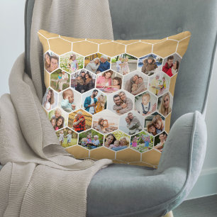 Honeycomb Foto Collage Honig Beige Multi Picture Kissen