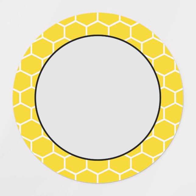 Honeycomb Geometric White Lines Bumblebe Etiketten (Design 1)