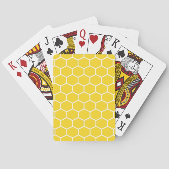 Honeycomb Geometric White Lines Bumblebee Spielkarten (Rückseite)