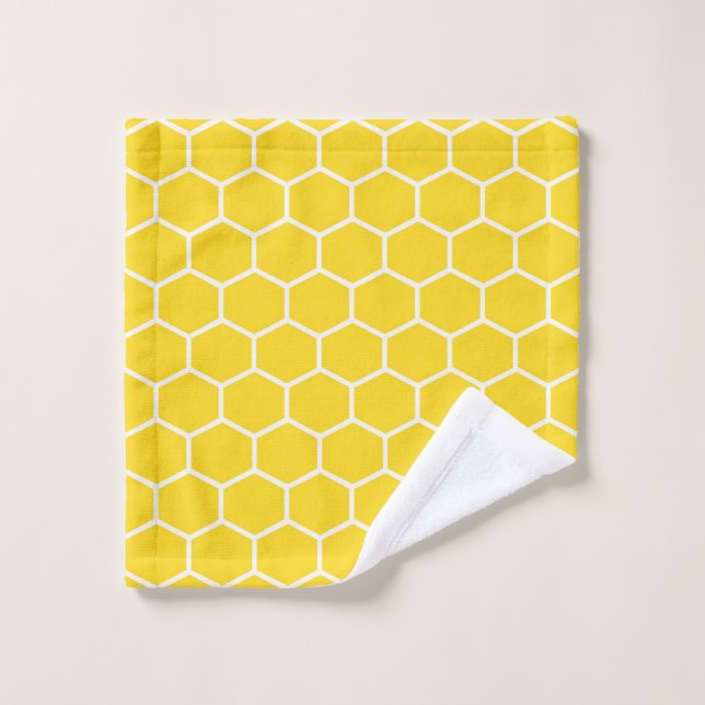 Honeycomb Geometric White Lines Bumblebee Waschlappen (Waschlappen)