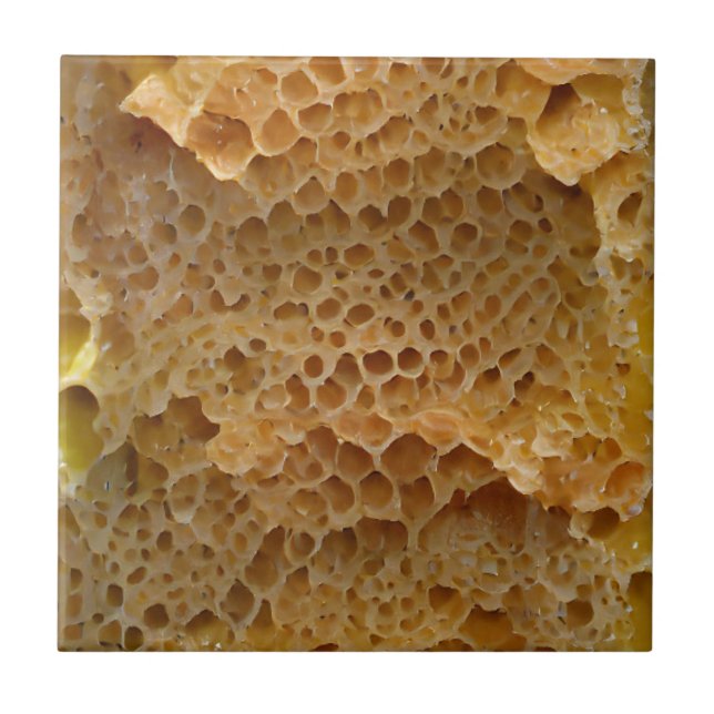Honeycomb gold abstrakte Digitalkunst Fliese (Vorderseite)