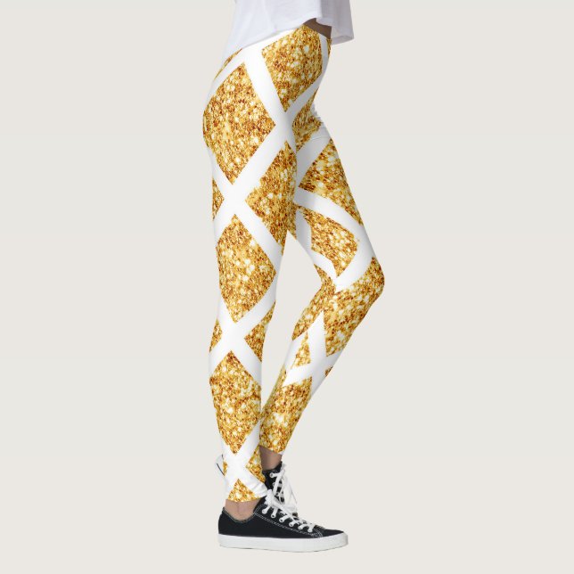 Honeycomb Gold Glitzer Boho Popular Collection Leggings (Rechts)