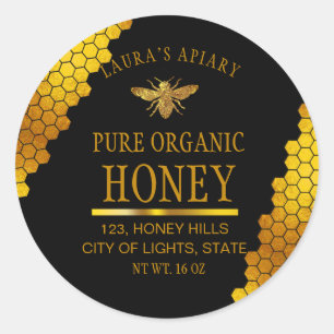 Honeycomb Gold Honey Bee Apiary Product Label Runder Aufkleber