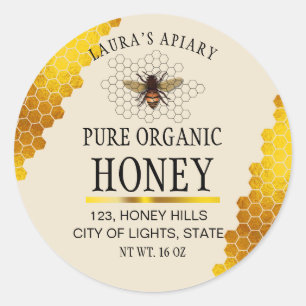 Honeycomb Gold Honey Bee Apiary Product Label Runder Aufkleber