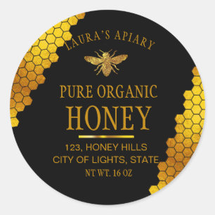 Honeycomb Gold Honey Bee Apiary Product Label Runder Aufkleber