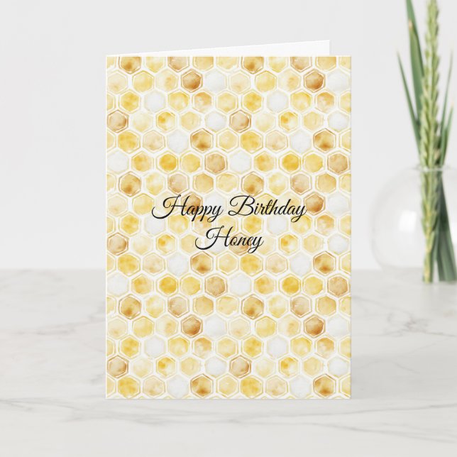 Honeycomb Gold Yellow Birthday Karte (Vorderseite)