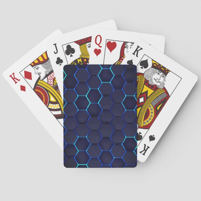 Honeycomb Grate Playing Cards Blau Spielkarten (Rückseite)