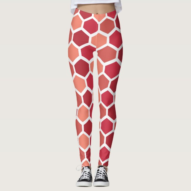 Honeycomb in Reds Leggings (Vorderseite)