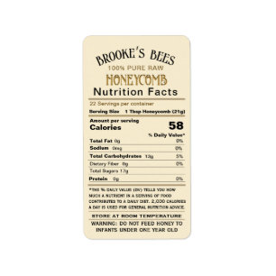 Honeycomb Nutrition facts - Säugling & Storage Inf Adressaufkleber