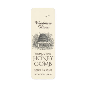 Honeycomb Skep Rücksendeadresse Label Elfenbein