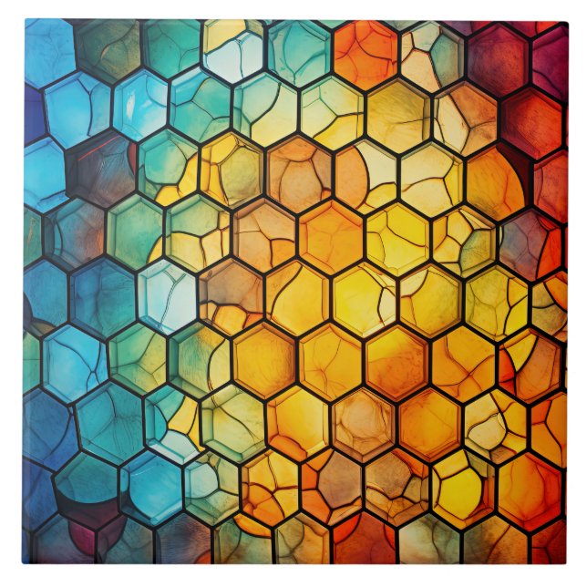 Honeycomb Stained Glass  Fliese (Vorderseite)