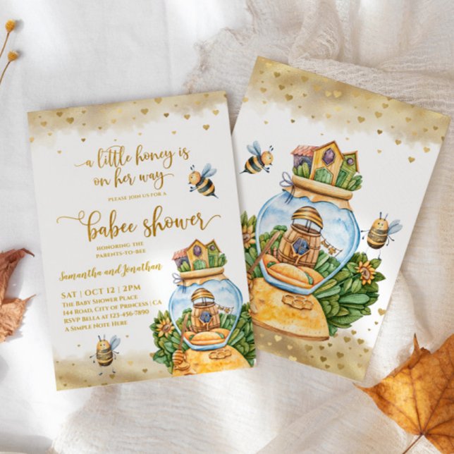 HoneyComb und Bienenillustration Baby Shower Einladung (Von Creator hochgeladen)