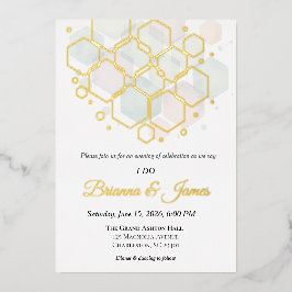 Honeycomb Wedding Gold Foil Modern Geometric Folien Feiertagskarte