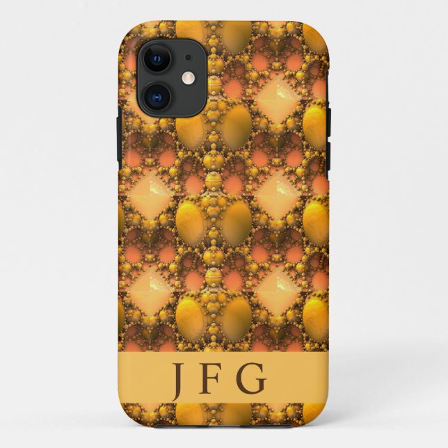 Honeycomb Yellow Fraktal Art Monogram Case-Mate iPhone Hülle (Rückseite)