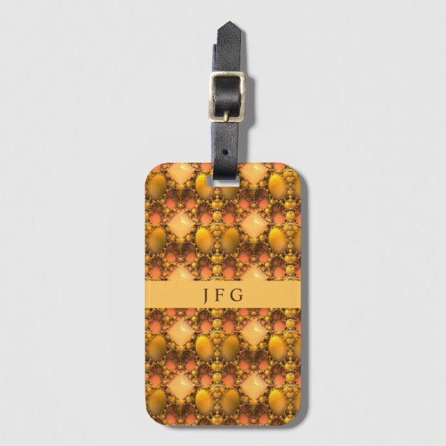 Honeycomb Yellow Fraktal Art Monogram Gepäckanhänger (Vorderseite Vertikal)