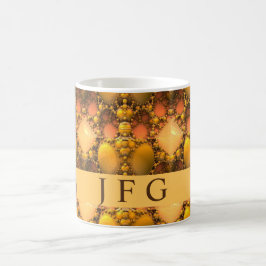 Honeycomb Yellow Fraktal Art Monogram Kaffeetasse