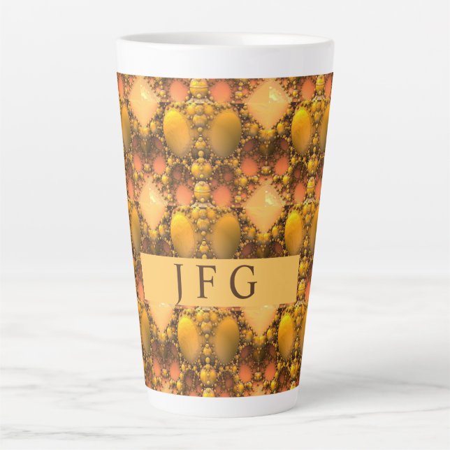Honeycomb Yellow Fraktal Art Monogram Milchtasse (Vorderseite)